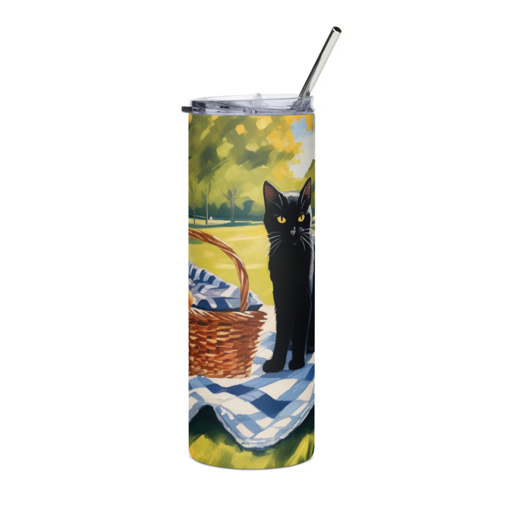 PugMug Custom Black Companion Cat Stainless Steel Tumbler