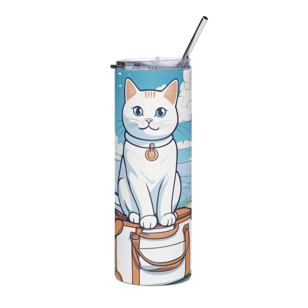 PugMug Custom White Companion Cat Stainless Steel Tumbler