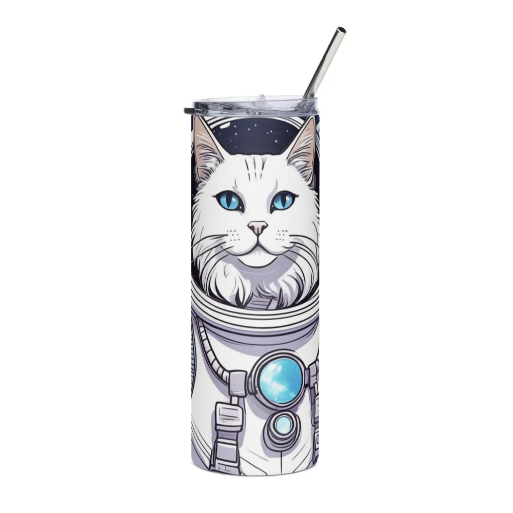 PugMug Custom White Companion Cat Stainless Steel Tumbler