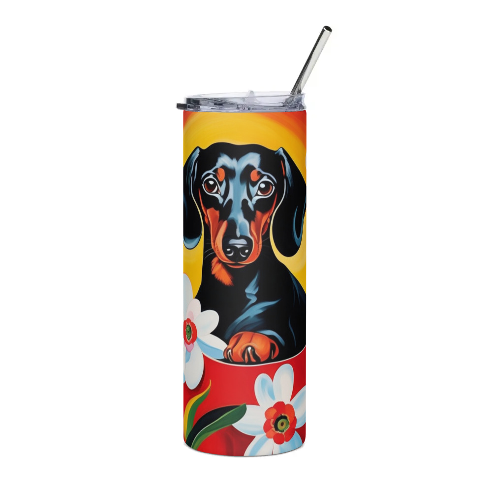 PugMug Custom Black Dachshund Stainless Steel Tumbler