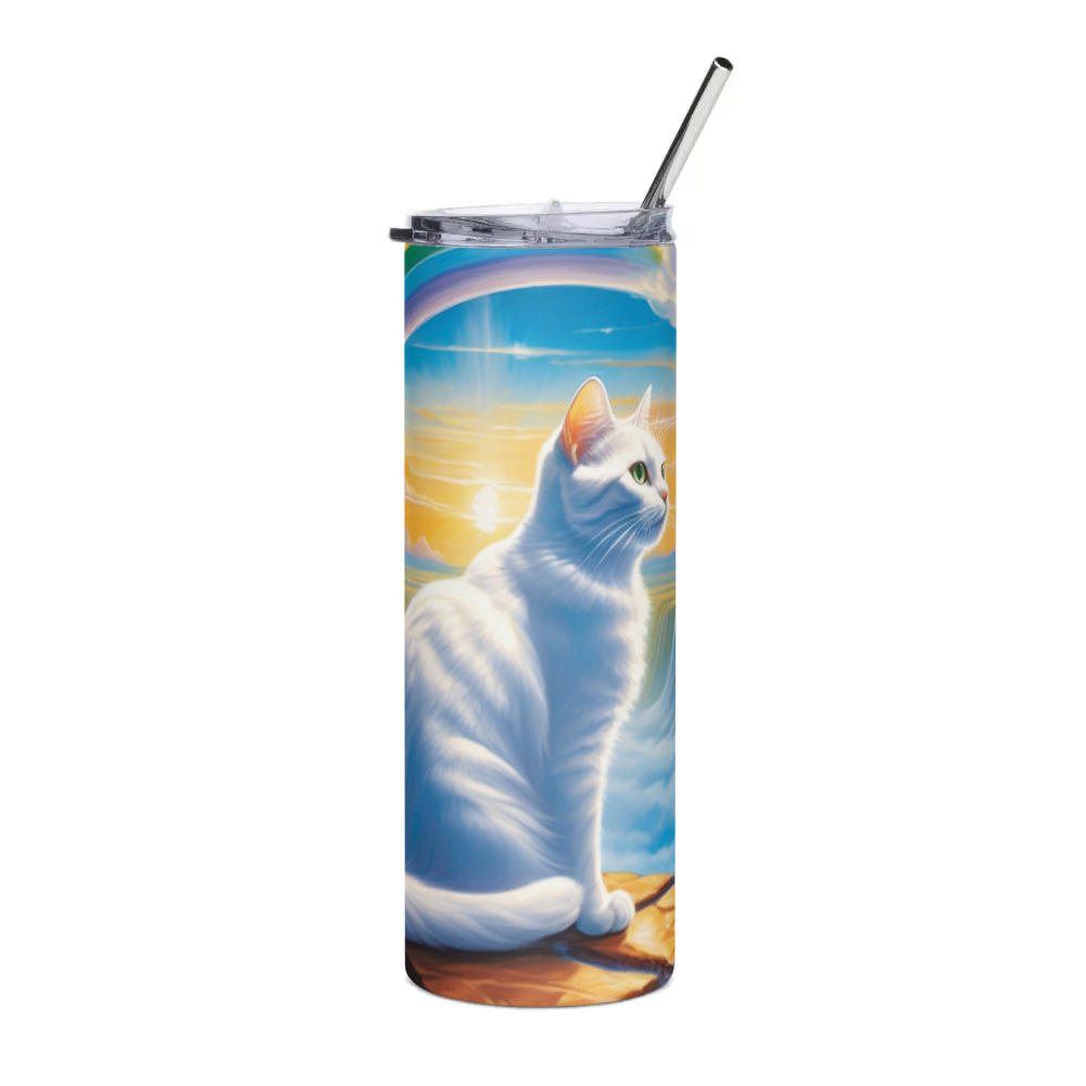 PugMug Custom White Companion Cat Stainless Steel Tumbler