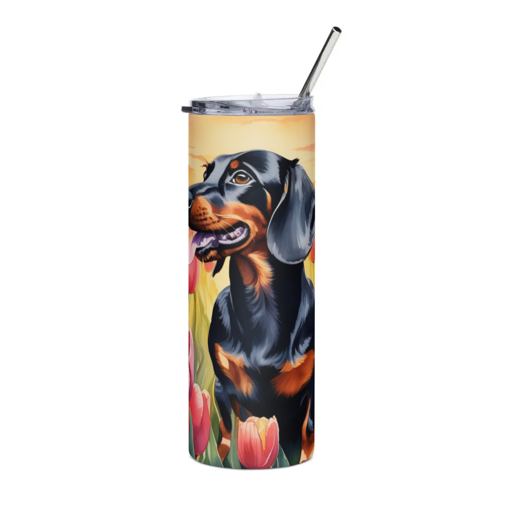 PugMug Custom Black Dachshund Stainless Steel Tumbler