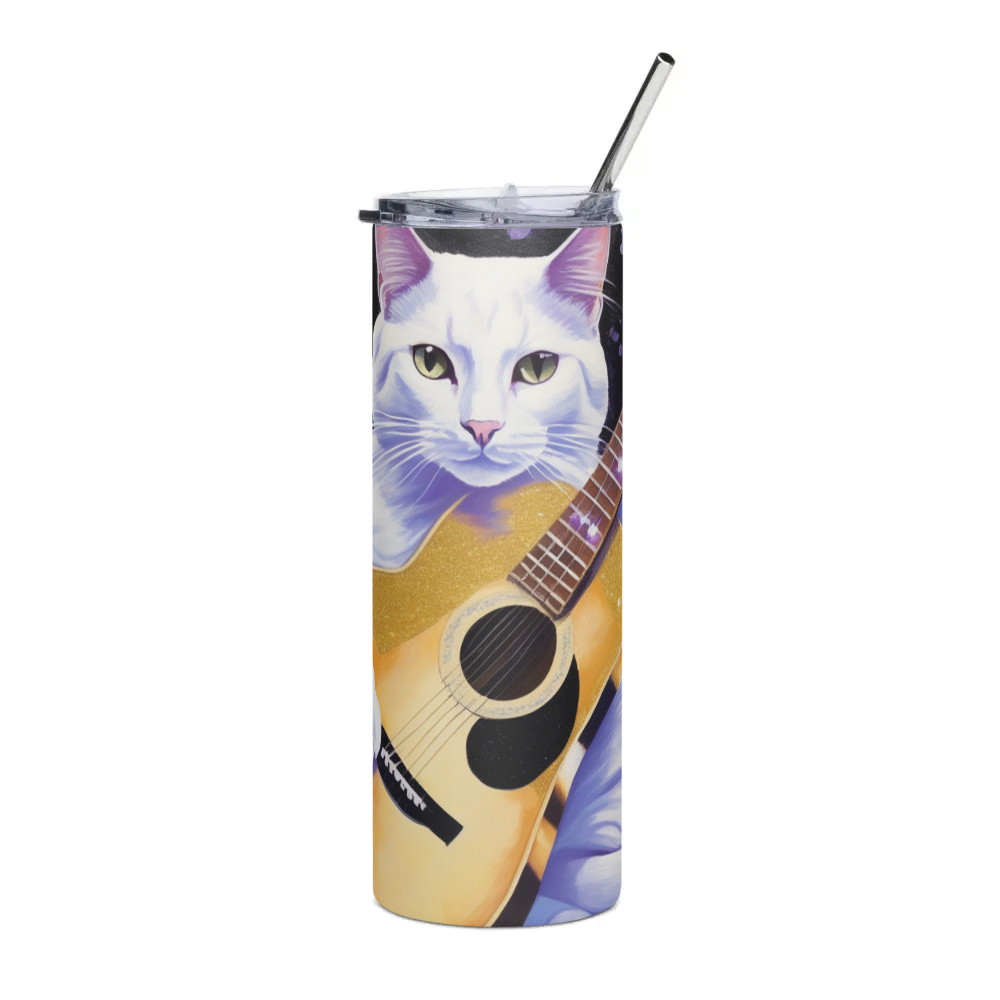 PugMug Custom White Companion Cat Stainless Steel Tumbler