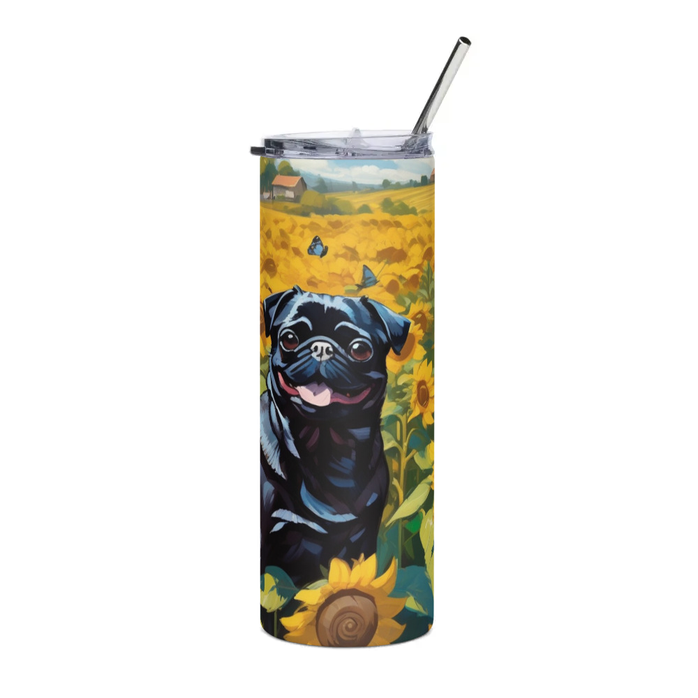 PugMug Custom Black Pug Stainless Steel Tumbler
