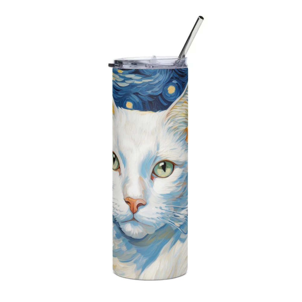 PugMug Custom White Companion Cat Stainless Steel Tumbler
