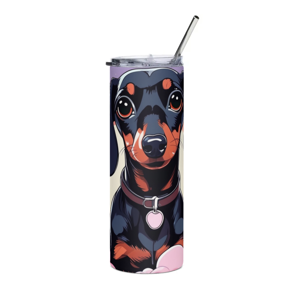 PugMug Custom Black Dachshund Stainless Steel Tumbler