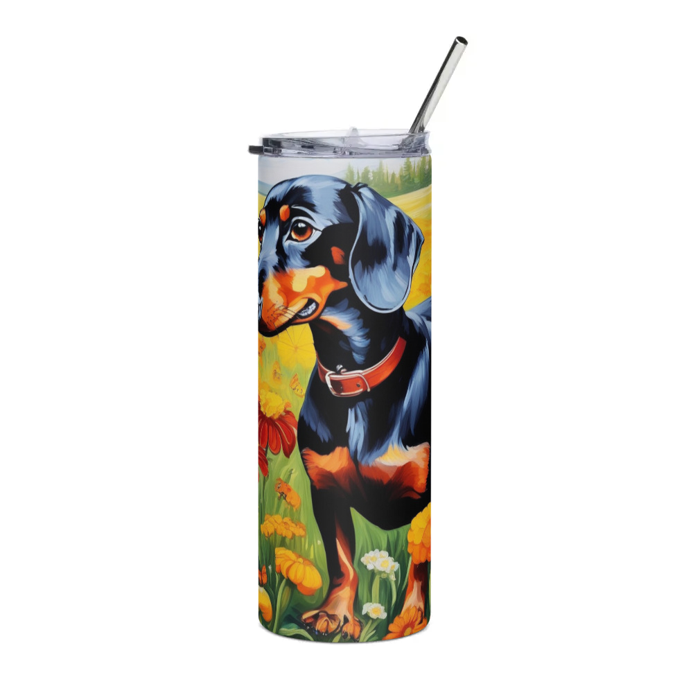 PugMug Custom Black Dachshund Stainless Steel Tumbler