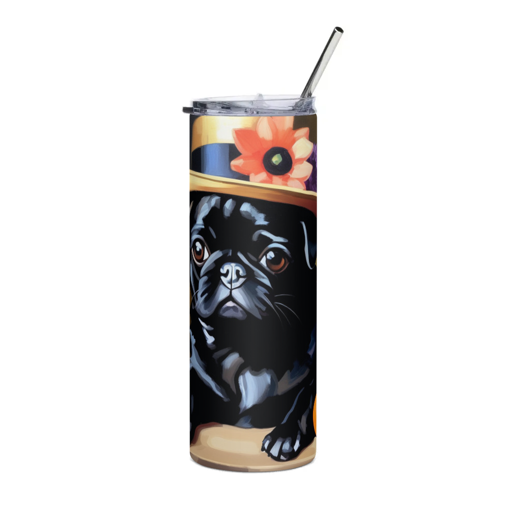 PugMug Custom Black Pug Stainless Steel Tumbler