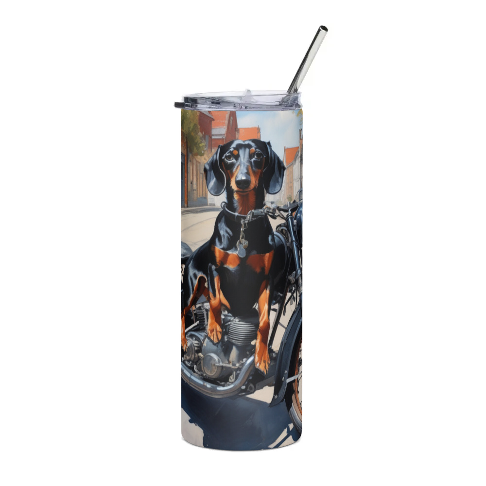 PugMug Custom Black Dachshund Stainless Steel Tumbler