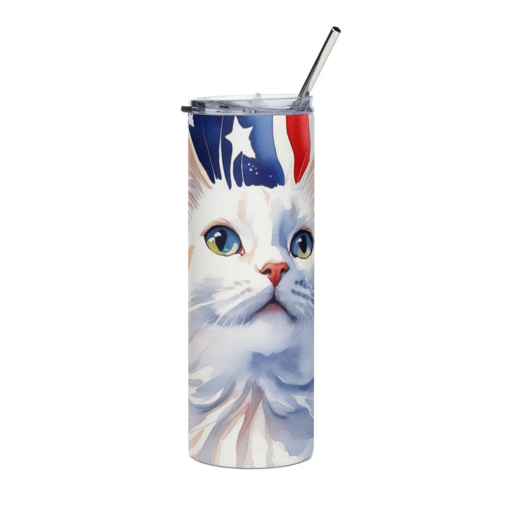 PugMug Custom White Companion Cat Stainless Steel Tumbler