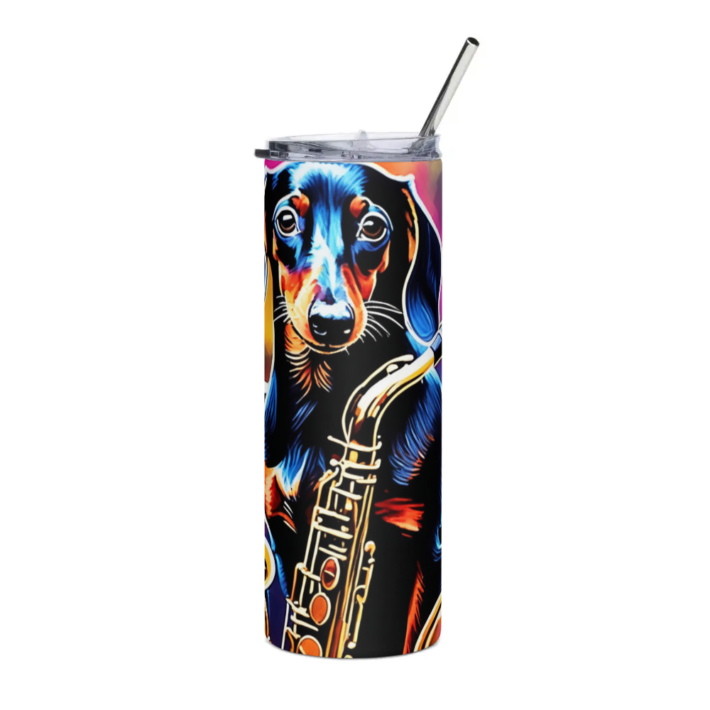PugMug Custom Black Dachshund Stainless Steel Tumbler