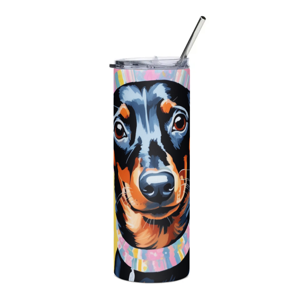 PugMug Custom Black Dachshund Stainless Steel Tumbler