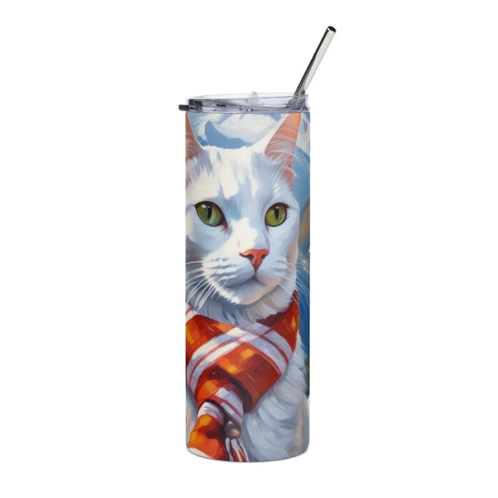 PugMug Custom White Companion Cat Stainless Steel Tumbler