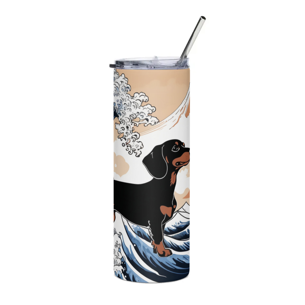 PugMug Custom Black Dachshund Stainless Steel Tumbler