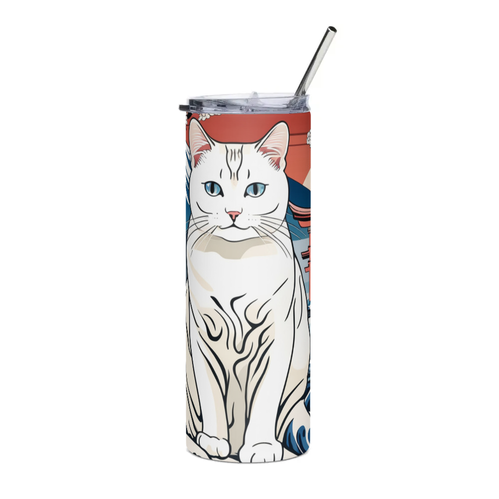 PugMug Custom White Companion Cat Stainless Steel Tumbler