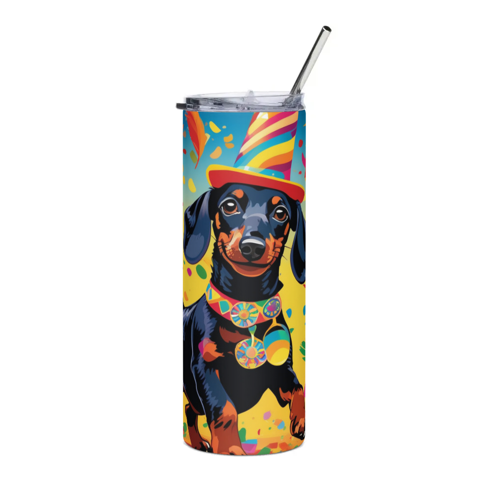 PugMug Custom Black Dachshund Stainless Steel Tumbler