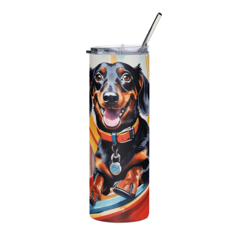 PugMug Custom Black Dachshund Stainless Steel Tumbler