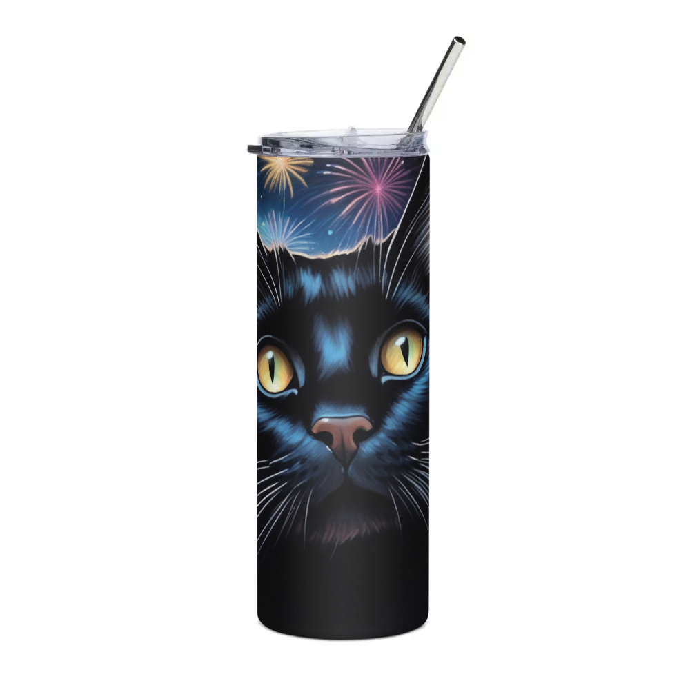 PugMug Custom Black Companion Cat Stainless Steel Tumbler