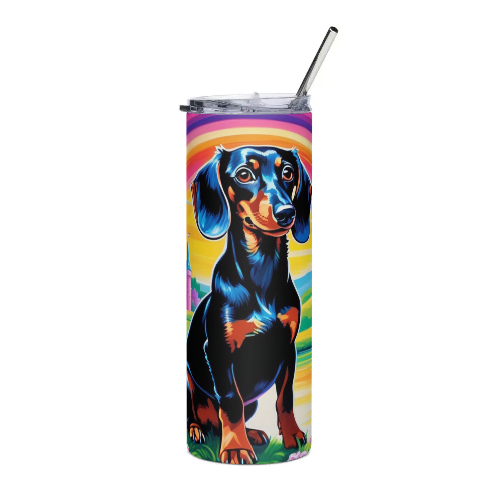 PugMug Custom Black Dachshund Stainless Steel Tumbler
