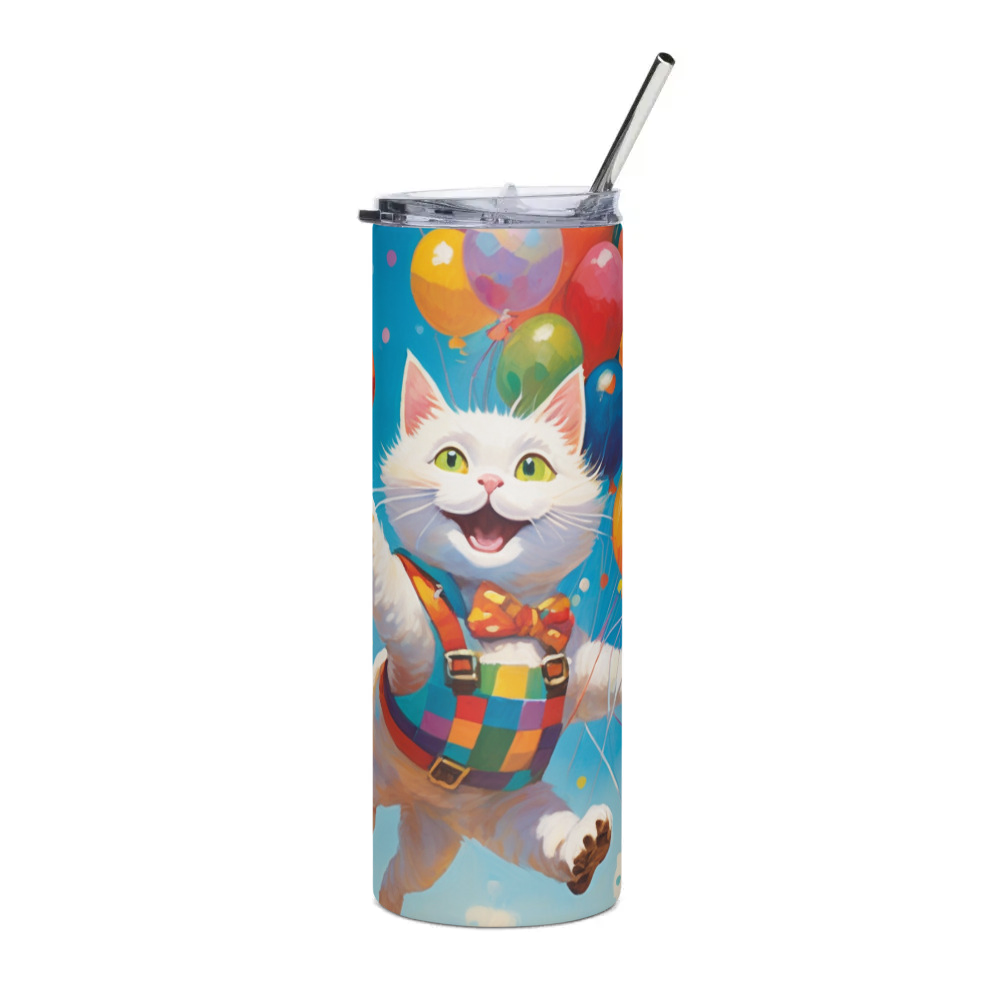 PugMug Custom White Companion Cat Stainless Steel Tumbler