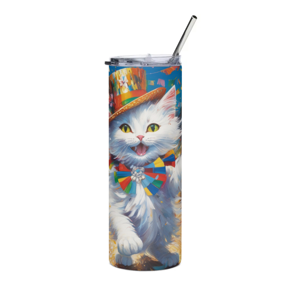 PugMug Custom White Companion Cat Stainless Steel Tumbler