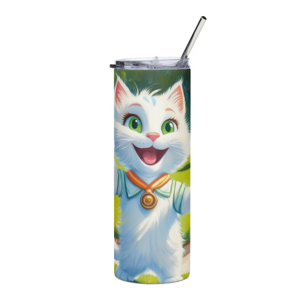 PugMug Custom White Companion Cat Stainless Steel Tumbler