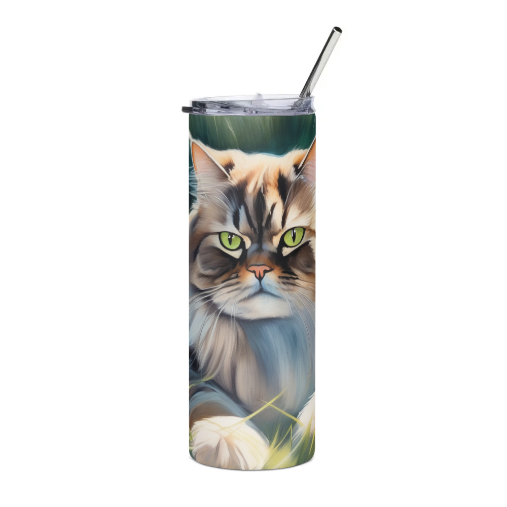 PugMug Custom Tabby Persian Cat Stainless Steel Tumbler