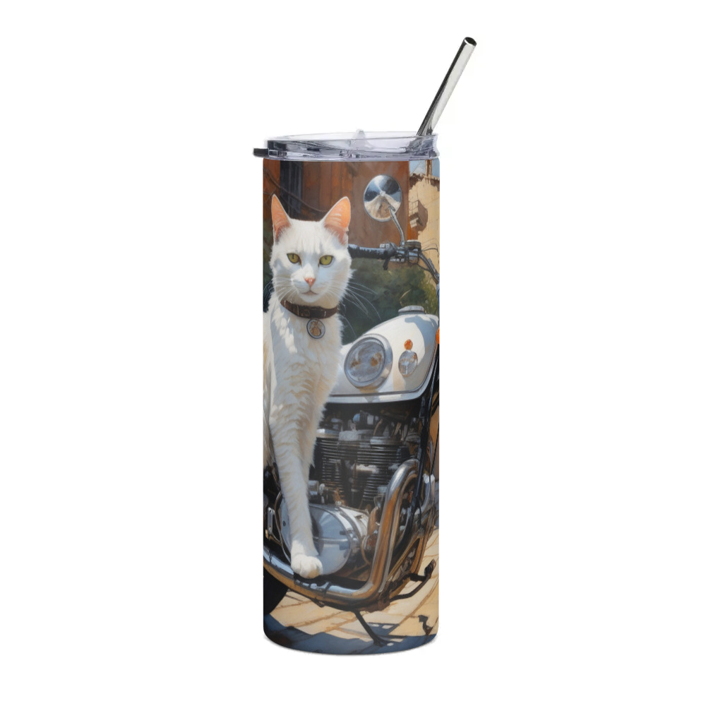 PugMug Custom White Companion Cat Stainless Steel Tumbler