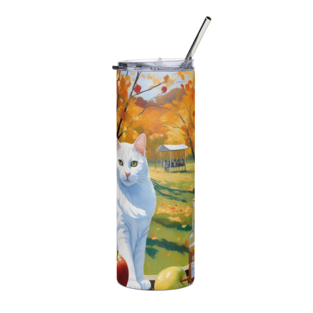 PugMug Custom White Companion Cat Stainless Steel Tumbler
