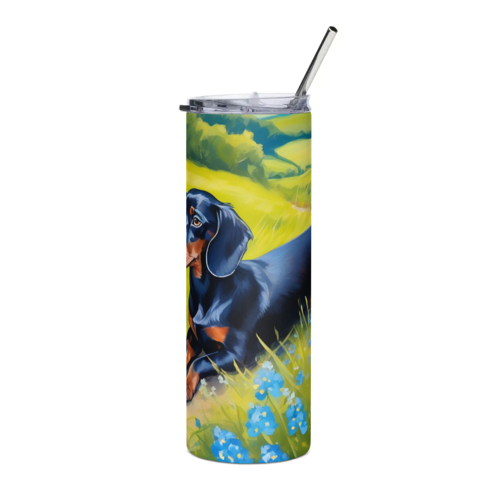 PugMug Custom Black Dachshund Stainless Steel Tumbler