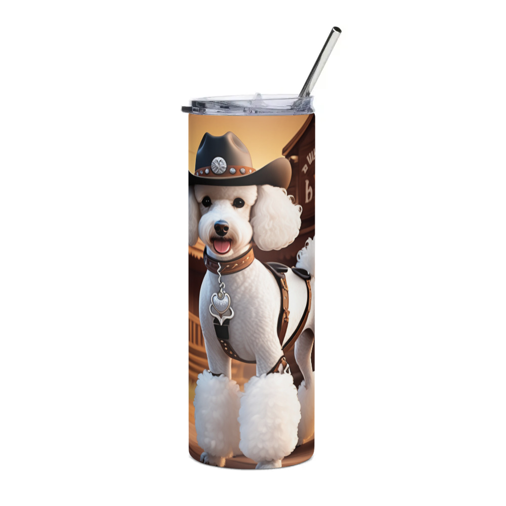 PugMug Custom White Poodle Stainless Steel Tumbler