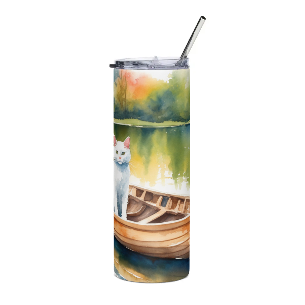 PugMug Custom White Companion Cat Stainless Steel Tumbler