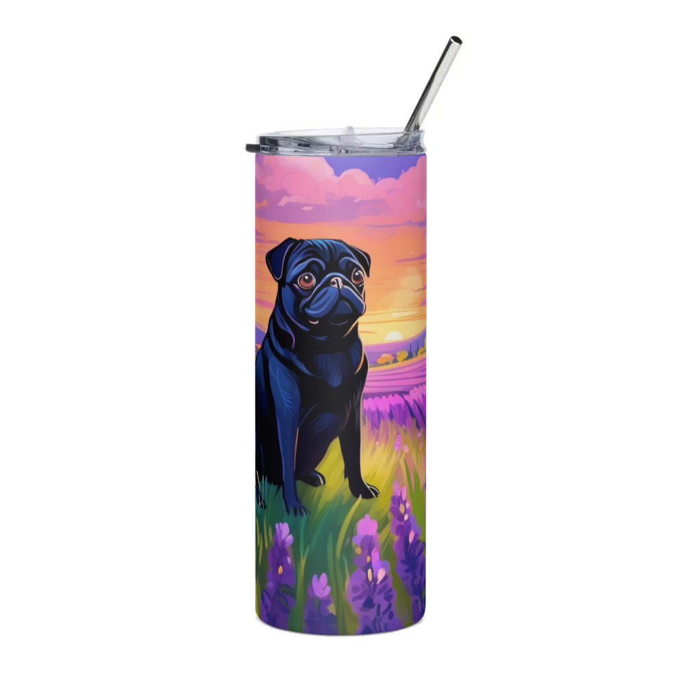 PugMug Custom Black Pug Stainless Steel Tumbler