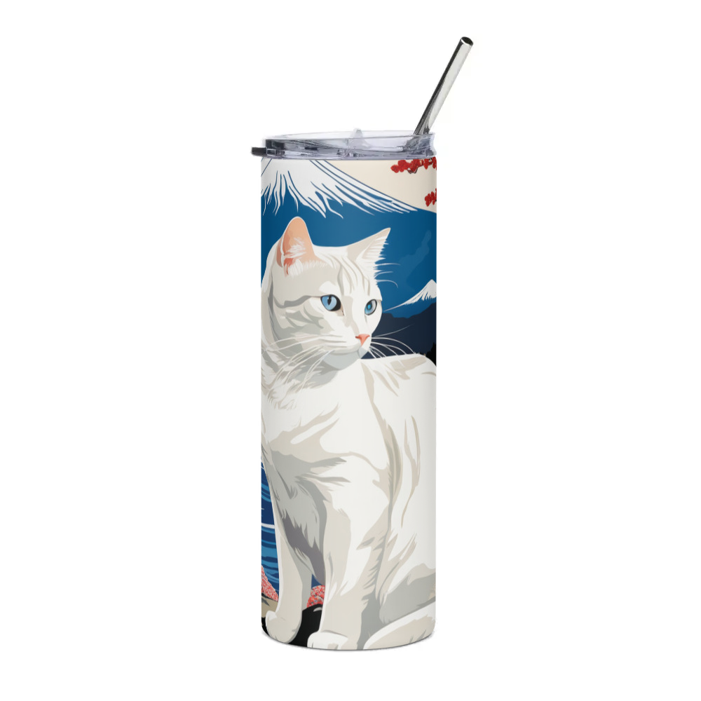 PugMug Custom White Companion Cat Stainless Steel Tumbler