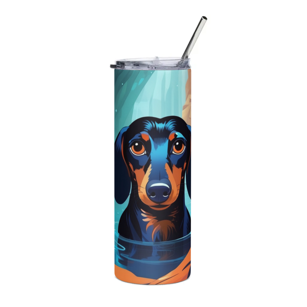 PugMug Custom Black Dachshund Stainless Steel Tumbler