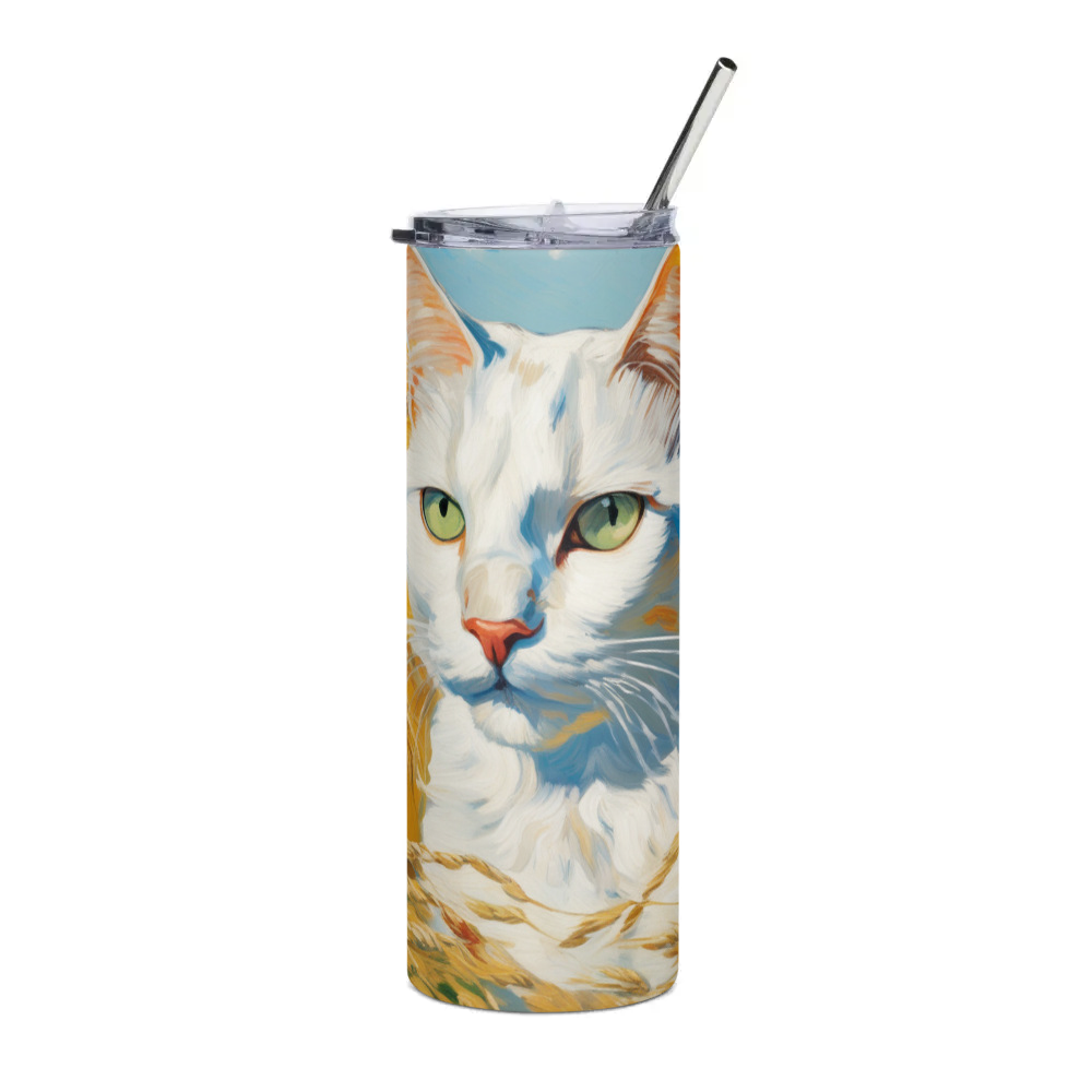PugMug Custom White Companion Cat Stainless Steel Tumbler