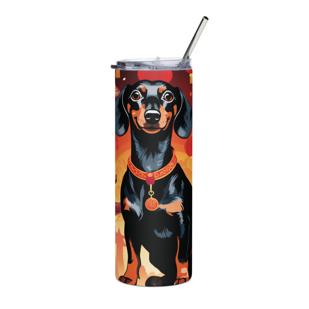 PugMug Custom Black Dachshund Stainless Steel Tumbler