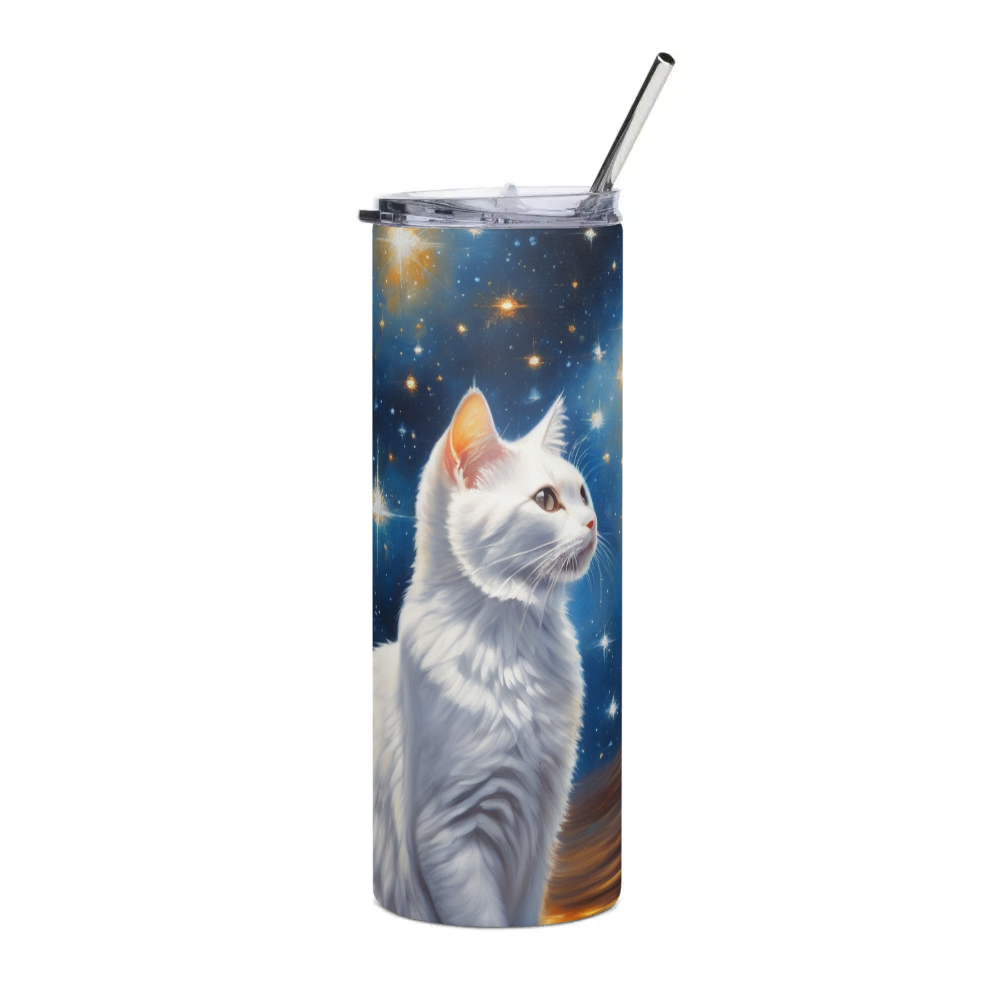 PugMug Custom White Companion Cat Stainless Steel Tumbler
