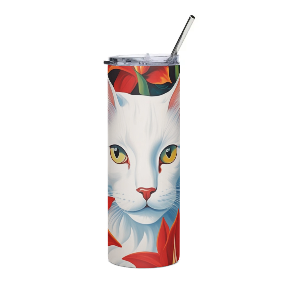 PugMug Custom White Companion Cat Stainless Steel Tumbler