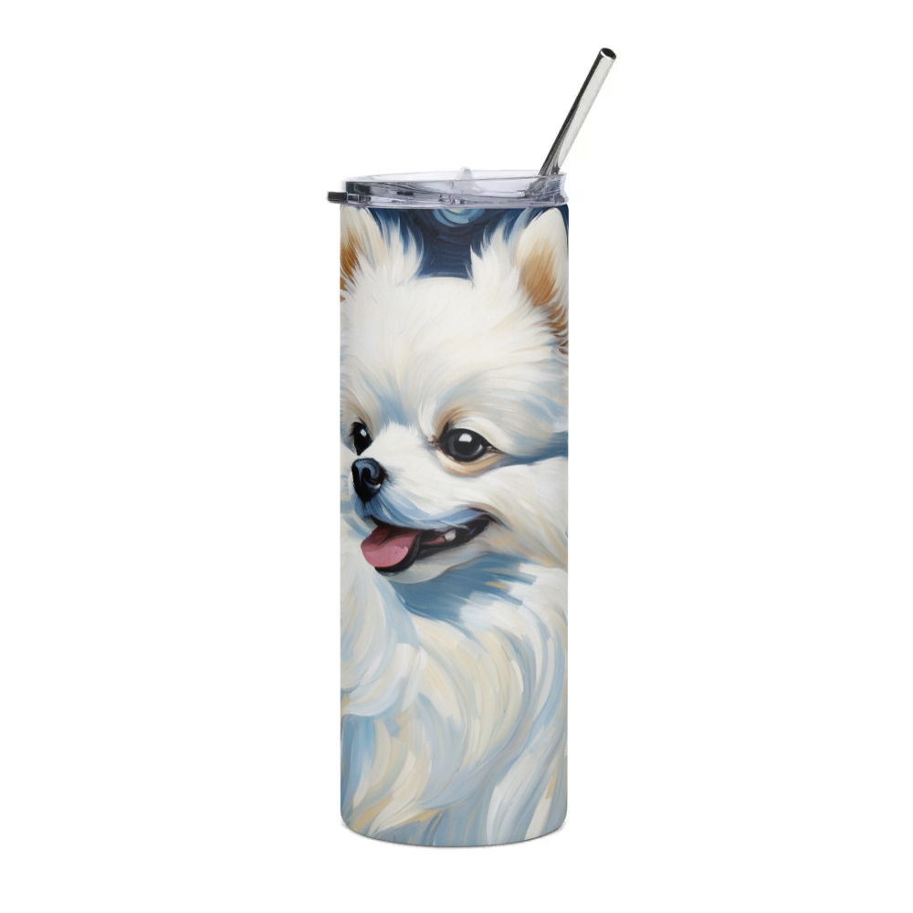 PugMug Custom White Pomeranian Stainless Steel Tumbler