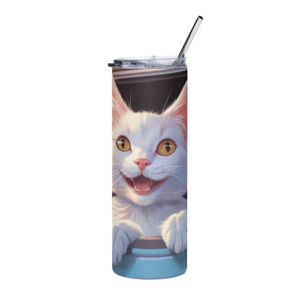 PugMug Custom White Companion Cat Stainless Steel Tumbler