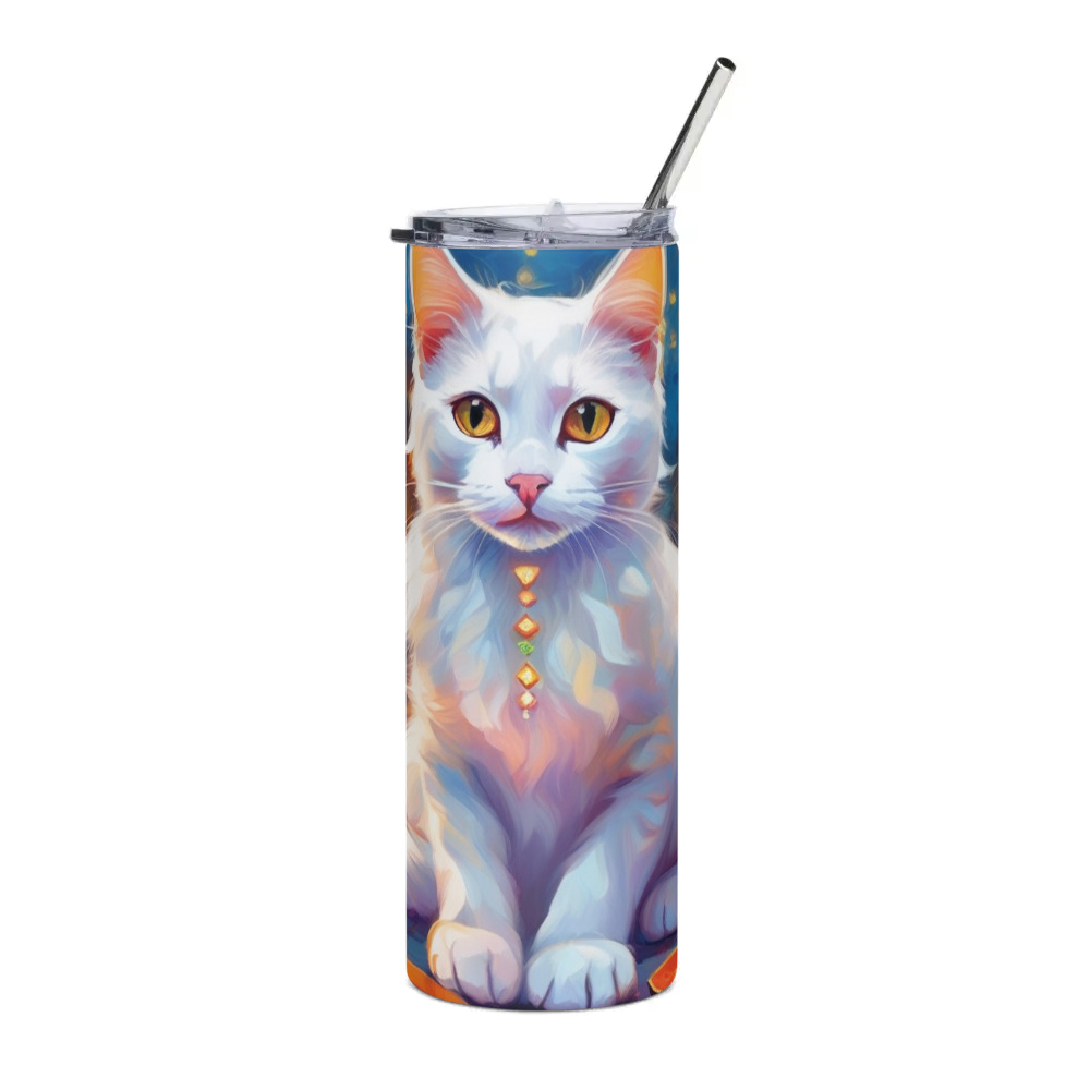 PugMug Custom White Companion Cat Stainless Steel Tumbler