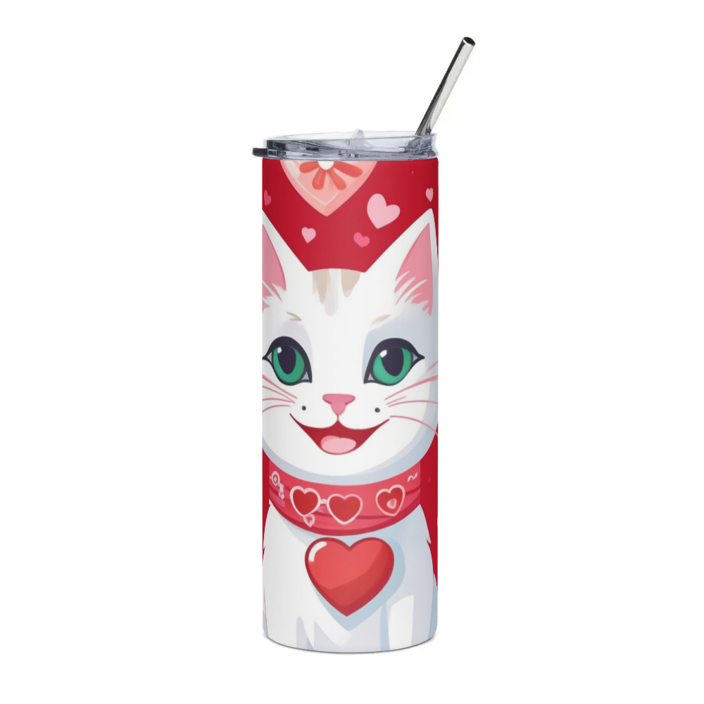 PugMug Custom White Companion Cat Stainless Steel Tumbler