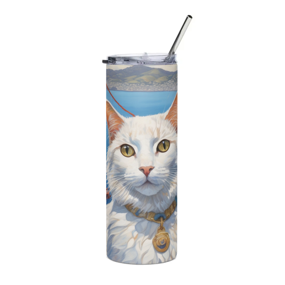 PugMug Custom White Companion Cat Stainless Steel Tumbler