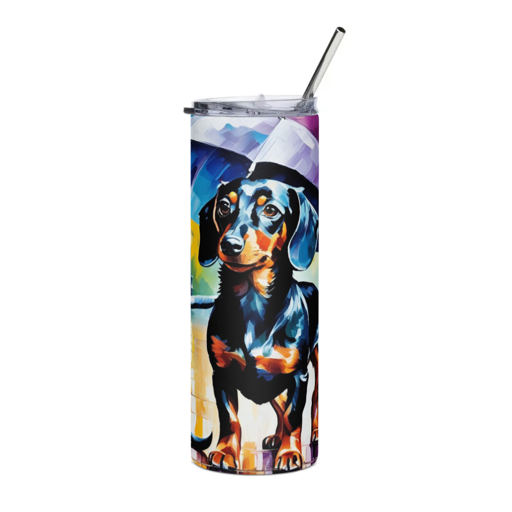 PugMug Custom Black Dachshund Stainless Steel Tumbler