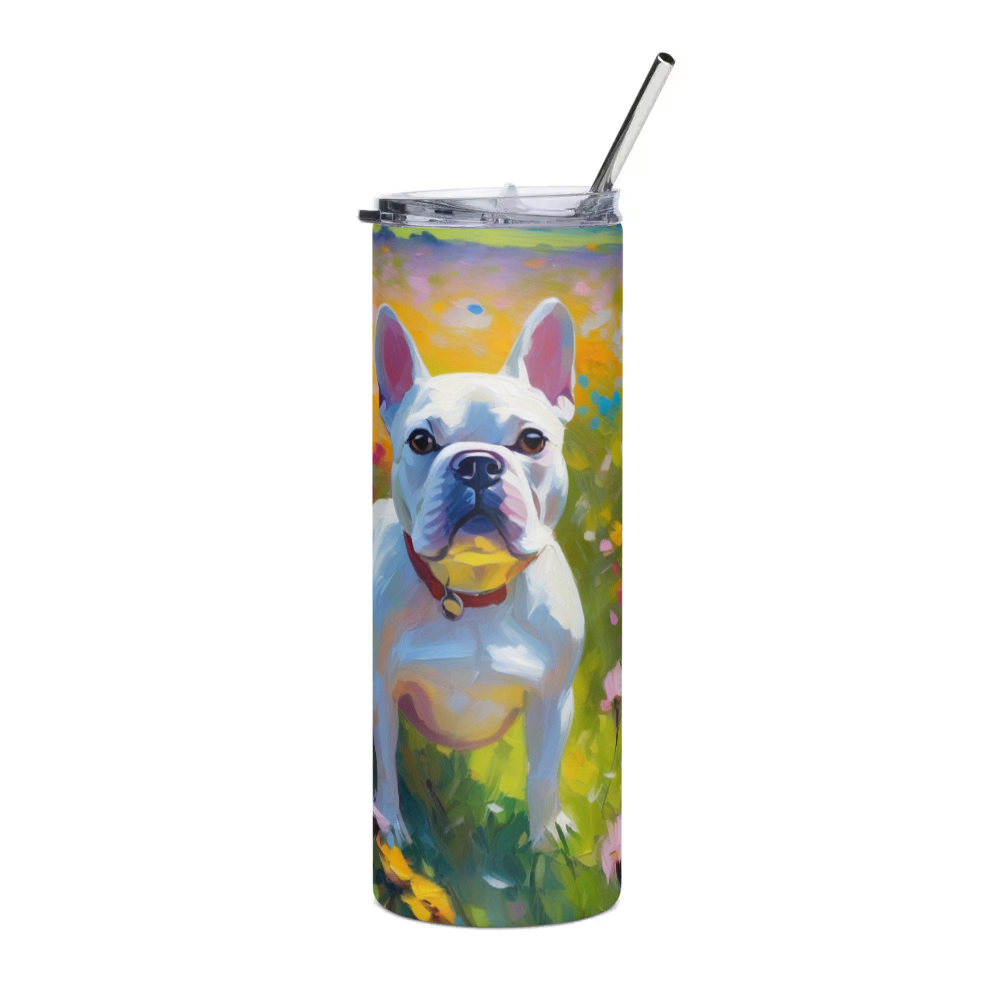 PugMug Custom White French Bulldog Stainless Steel Tumbler