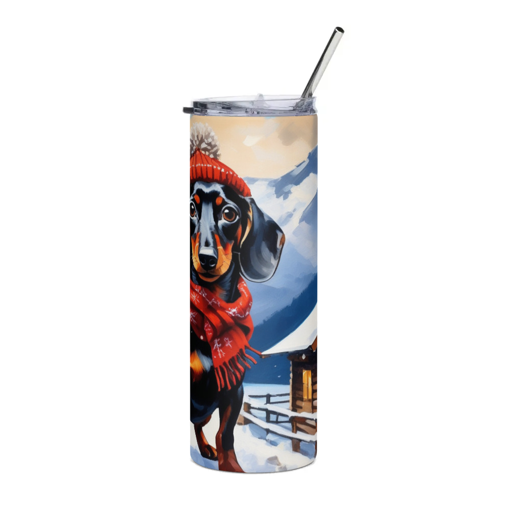 PugMug Custom Black Dachshund Stainless Steel Tumbler