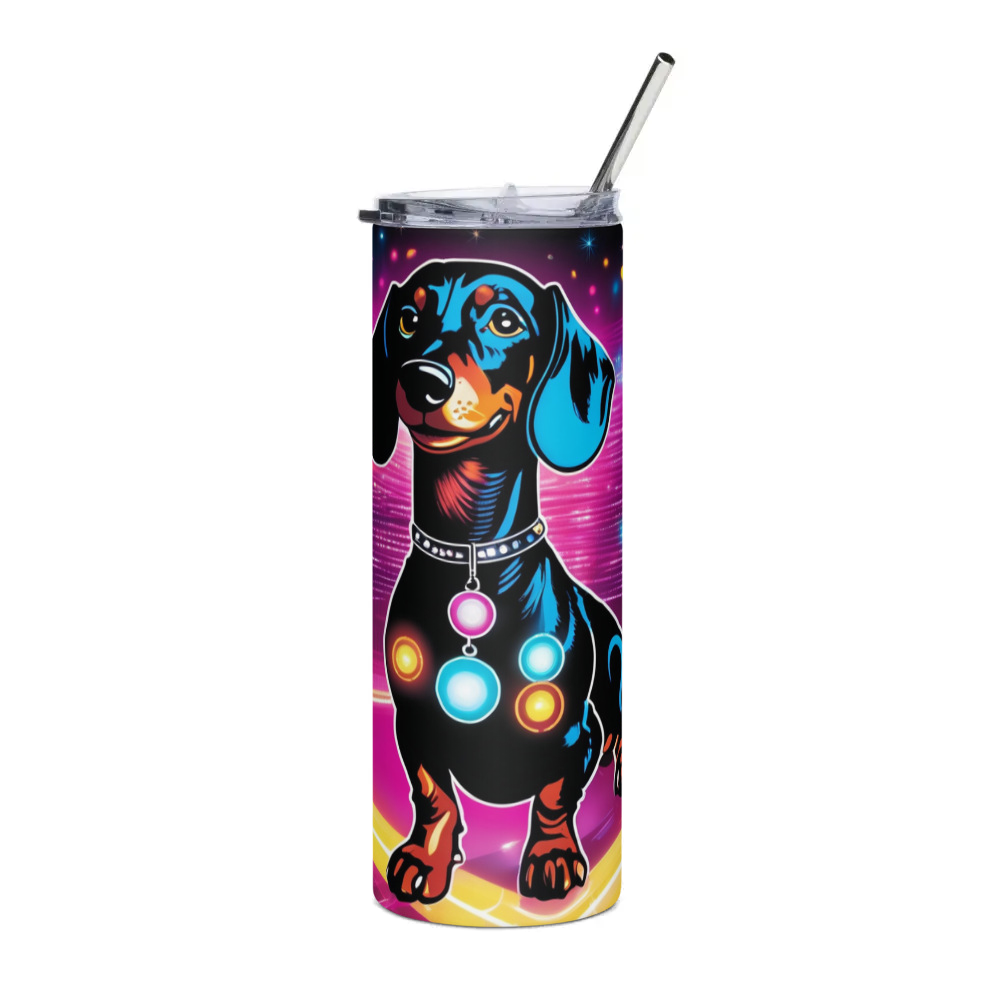 PugMug Custom Black Dachshund Stainless Steel Tumbler
