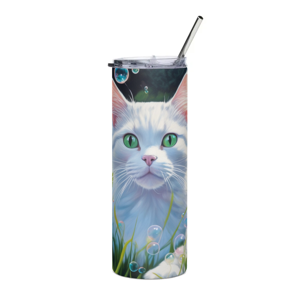 PugMug Custom White Companion Cat Stainless Steel Tumbler