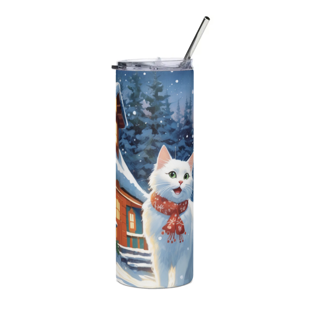 PugMug Custom White Companion Cat Stainless Steel Tumbler